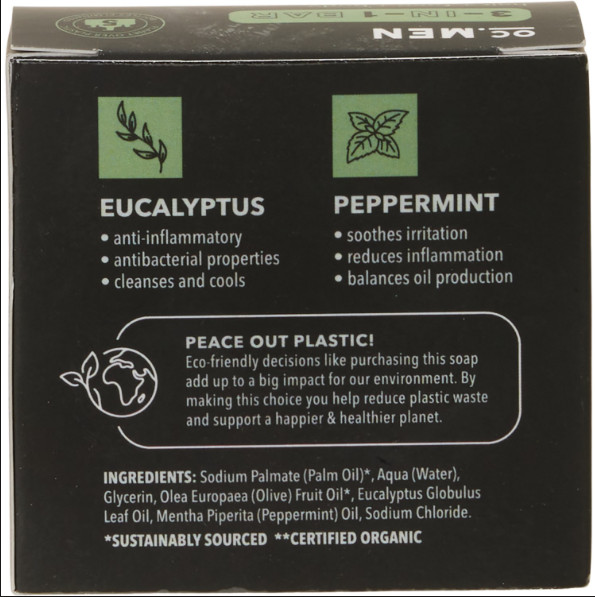 OC MEN Eucalyptus and Mint 3-in-1 (Hair+Body+Face) (2) 5 oz BAR SOAP NIB