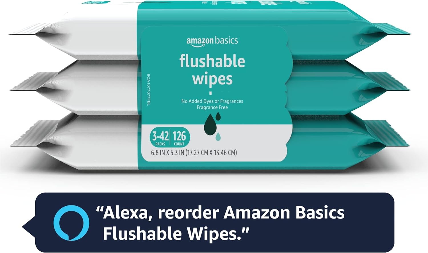 Amazon Basics Adult Wet Wipes Flushable Fragrance Free, 42 Count (Pack of 3)