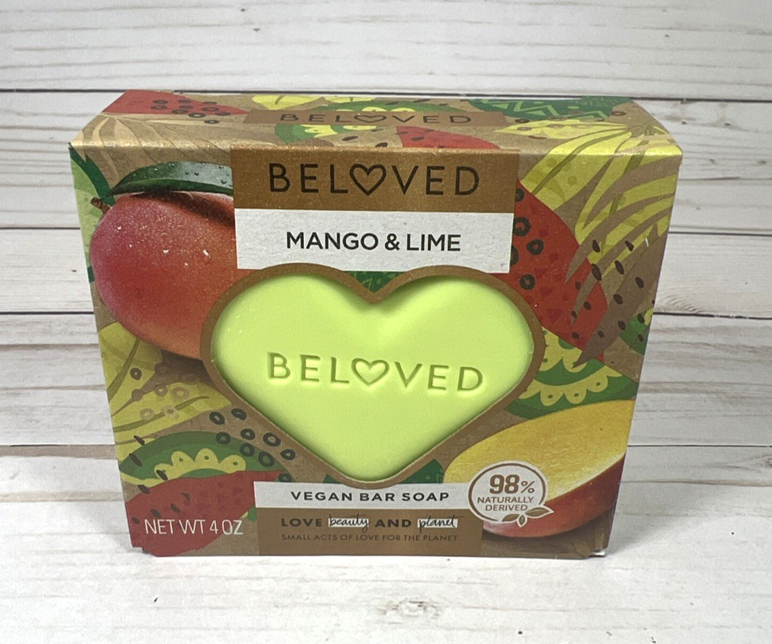Beloved Mango & Lime Vegan Green Heart Shaped Bar Soap 4oz (6Pack)