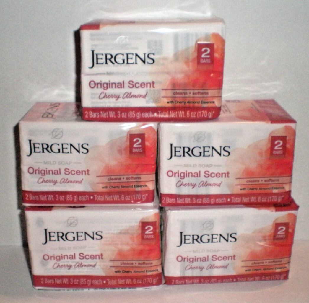JERGENS MILD SOAP Original Scent Cherry Almond 5 Two packs 10 Total Bars 3 OZ ea