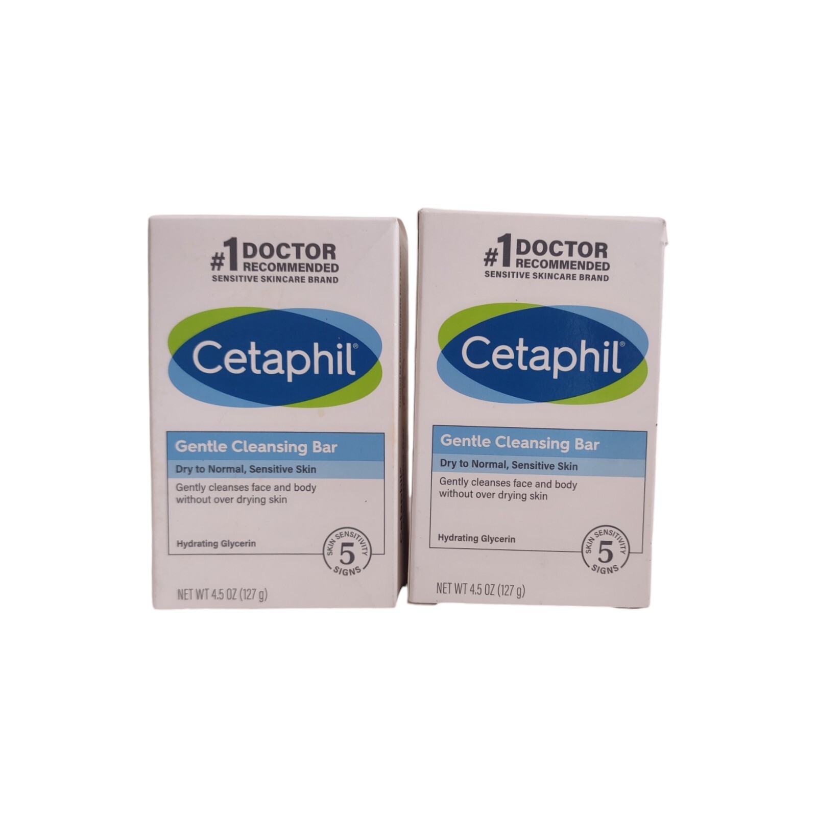 Cetaphil Gentle Cleansing Bar Body Face Dry Sensitive Skin 4.5 Oz Lot Of 2 NEW