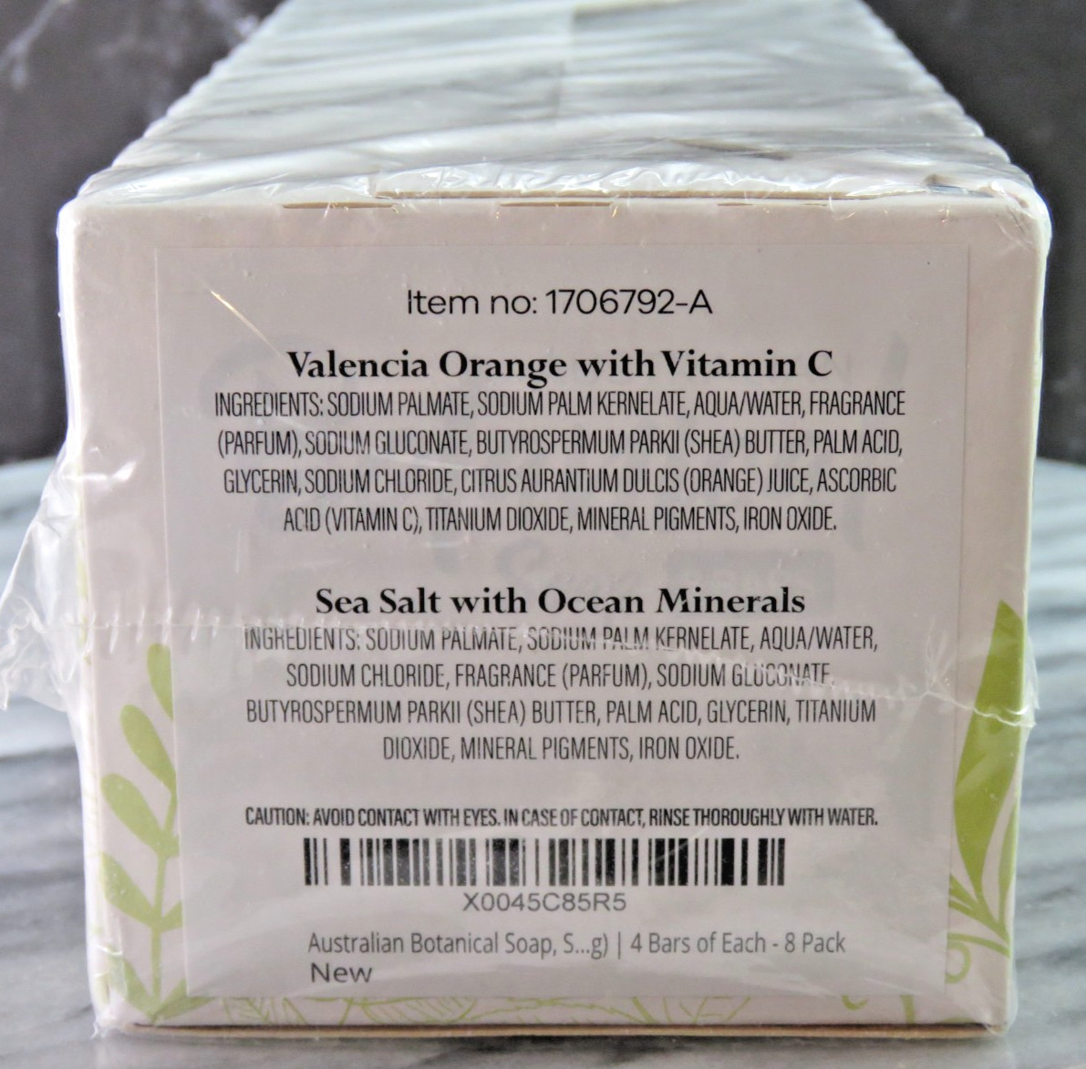 Australian Botanical Soap 8 Bars Valencia Orange/Sea Salt New Factory Sealed
