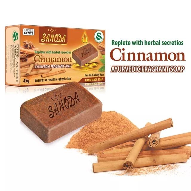 Sanoda Cinnamon Ayurvedic Herbal Soap with Pure Fragrant Extract and Oil 45g