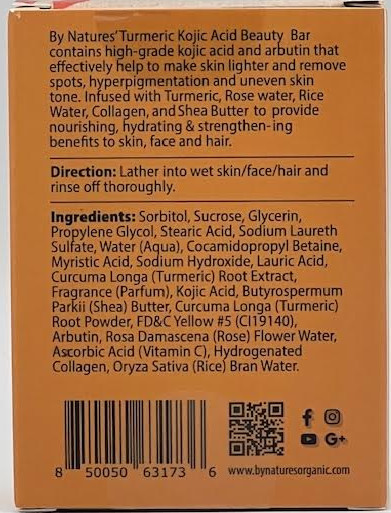 By Natures Turmeric Kojic Acid Beauty Bar