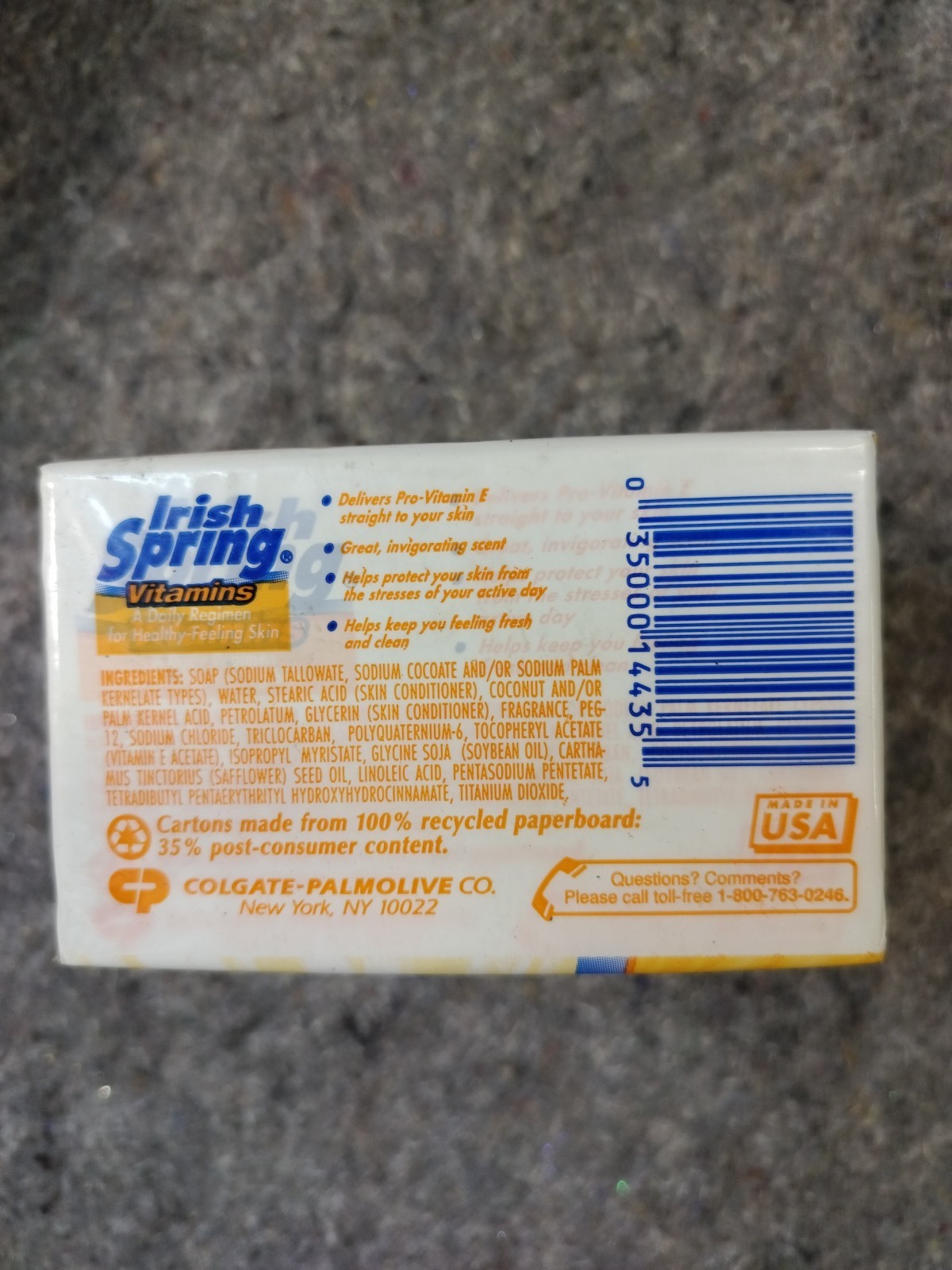 IRISH SPRING DEODORANT VITAMINS BAR SOAP 3 4oz BARS-12oz TOTAL