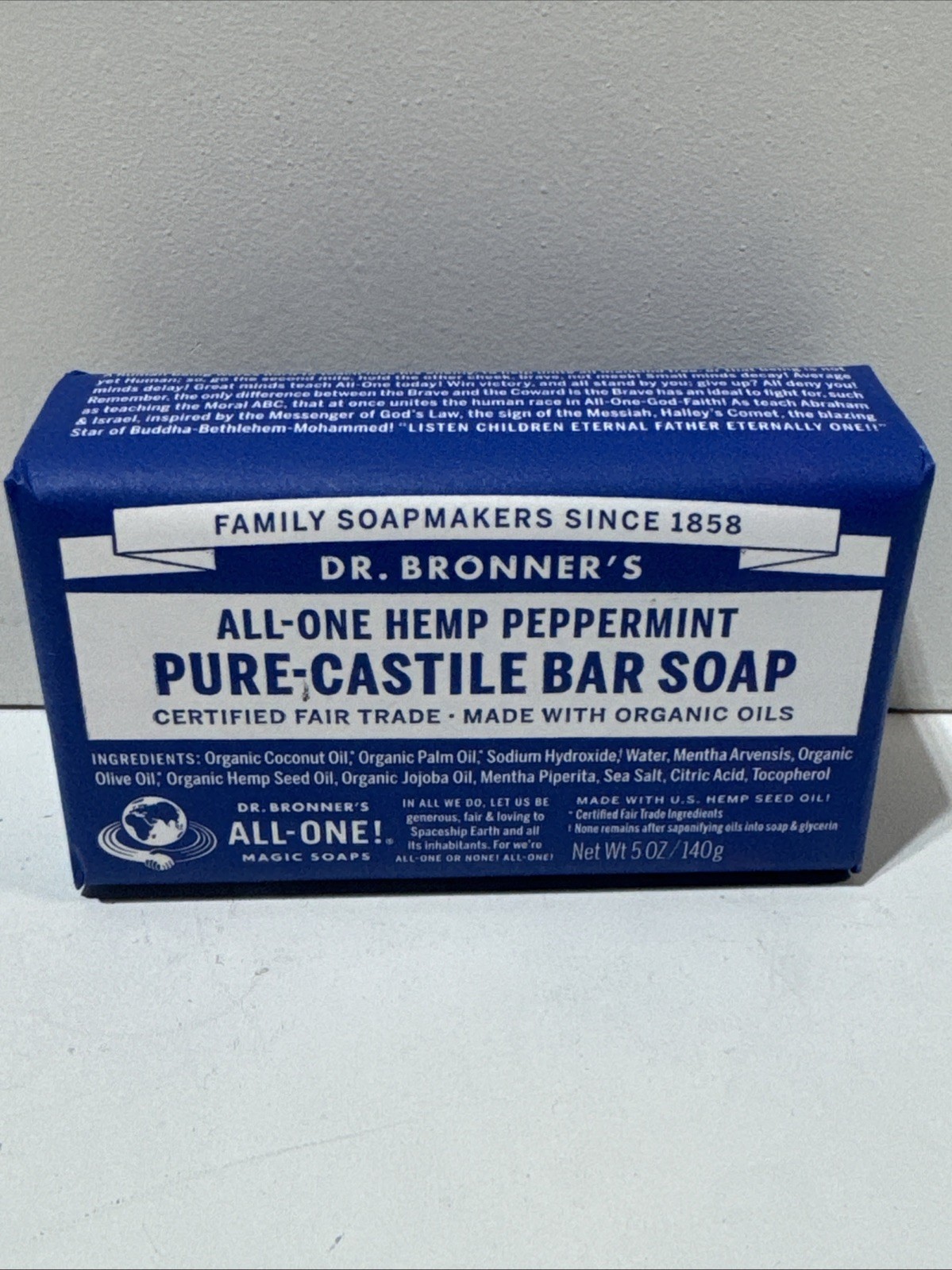 Dr. Bronner’s Organic All-One Pure-Castile Bar Soap, Peppermint – 5oz