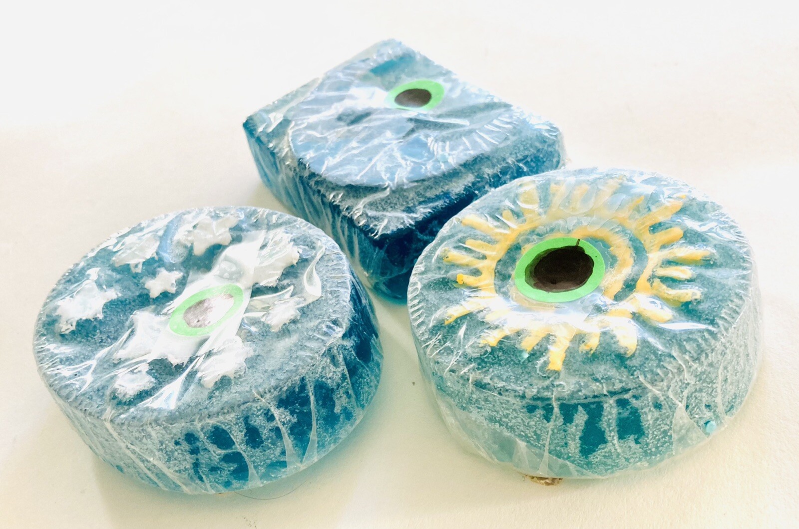 3 Hippie Soap Bars Astrology Body Wash Gift Moon Star Sun Yoga Celestial Zen Art