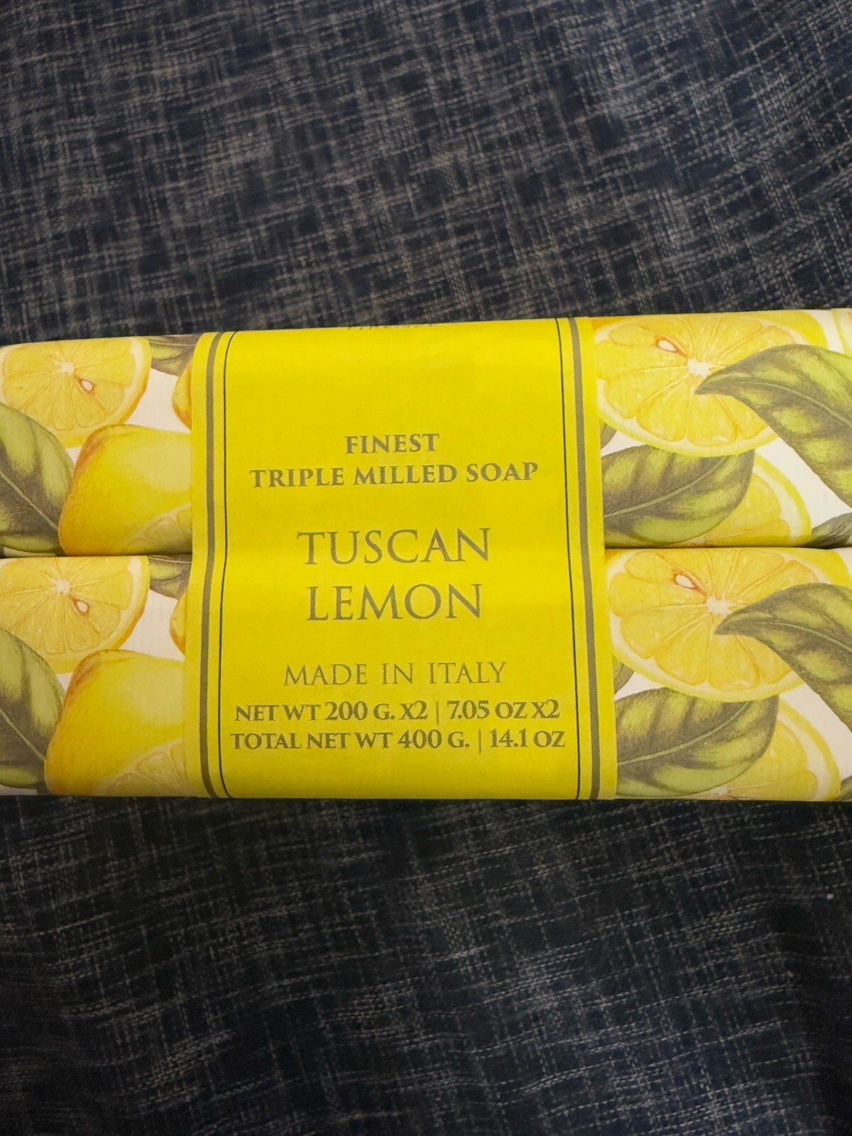 Set 2 Pcs HOPIFICIO Firenze TUSCAN LEMON Triple Milled Soap Bar 7.5 Oz X2