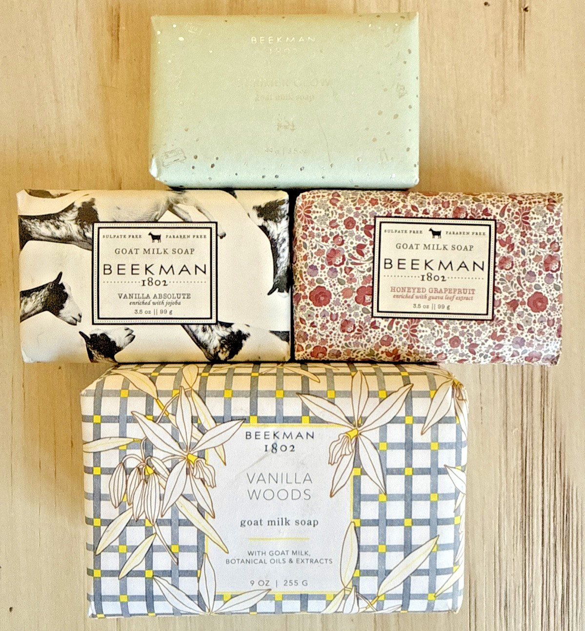 BEEKMAN 1802 GOAT MILK BAR SOAPS Lot of 4 Bars Brand New Various Scents