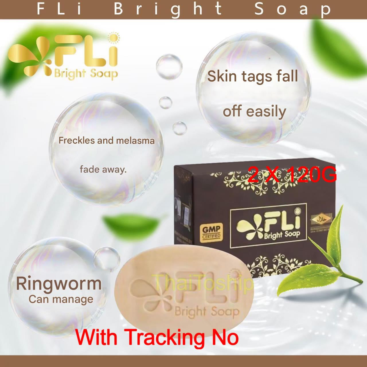 2 x 120G Thai herbal bright soap for removing skin tags freckles acne rashes