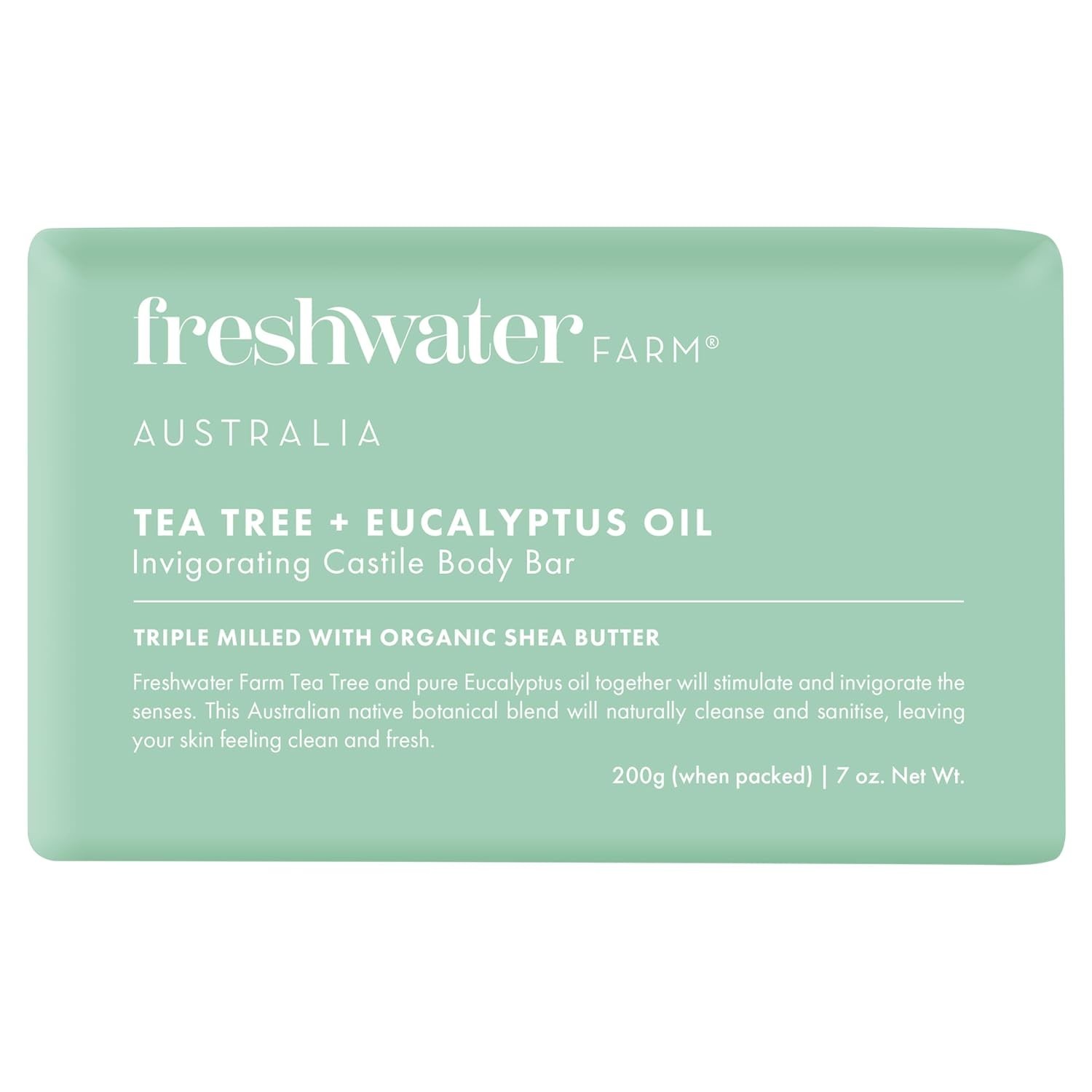 Freshwater Farm Australia Castile Body Bar Tea Tree + Eucalyptus Oil 7 ounce