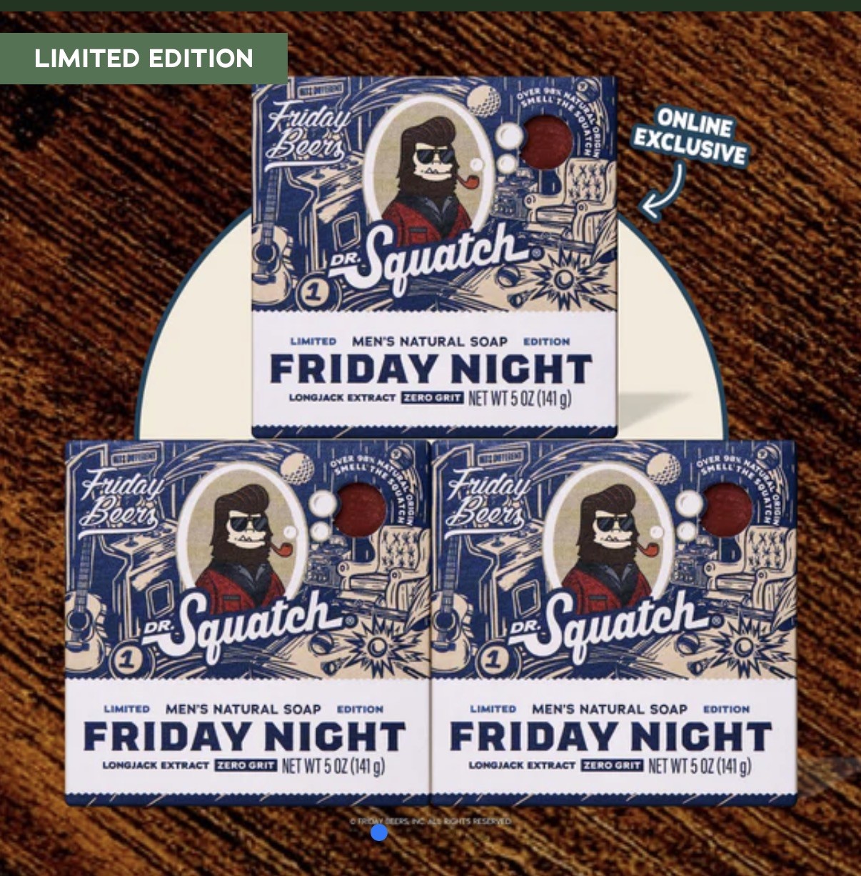 Dr. Squatch Friday Night Limited Edition 3-Pack Natural Bar Soap Longjack 🥃