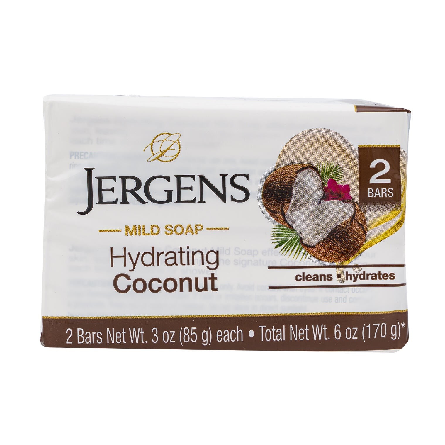 Jergens Hydrating Coconut Soap Bar, 2 Bars (3oz Each) (Pack of 6)