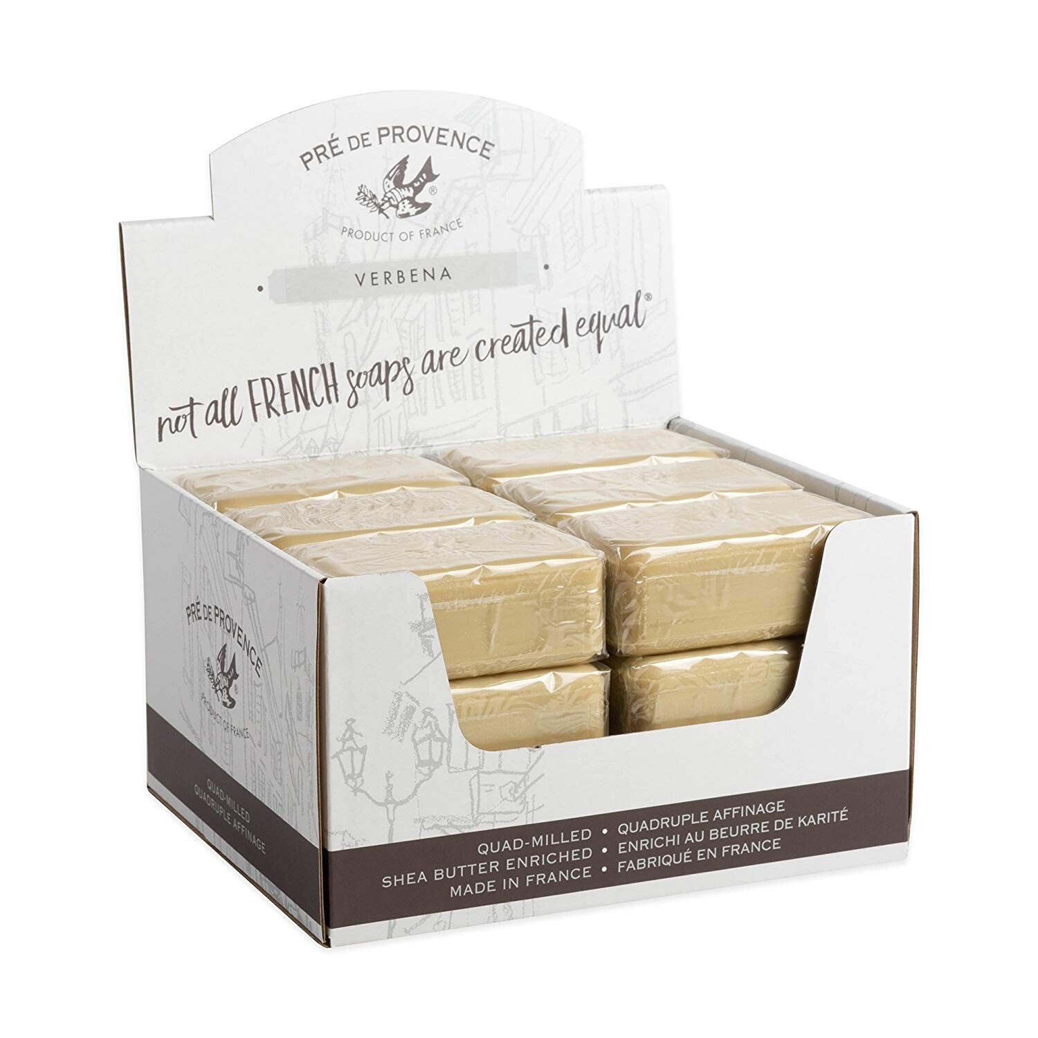 Pre de Provence VERBENA Case 18 x 150 Gram French Soap Bath Shower Bars Natural