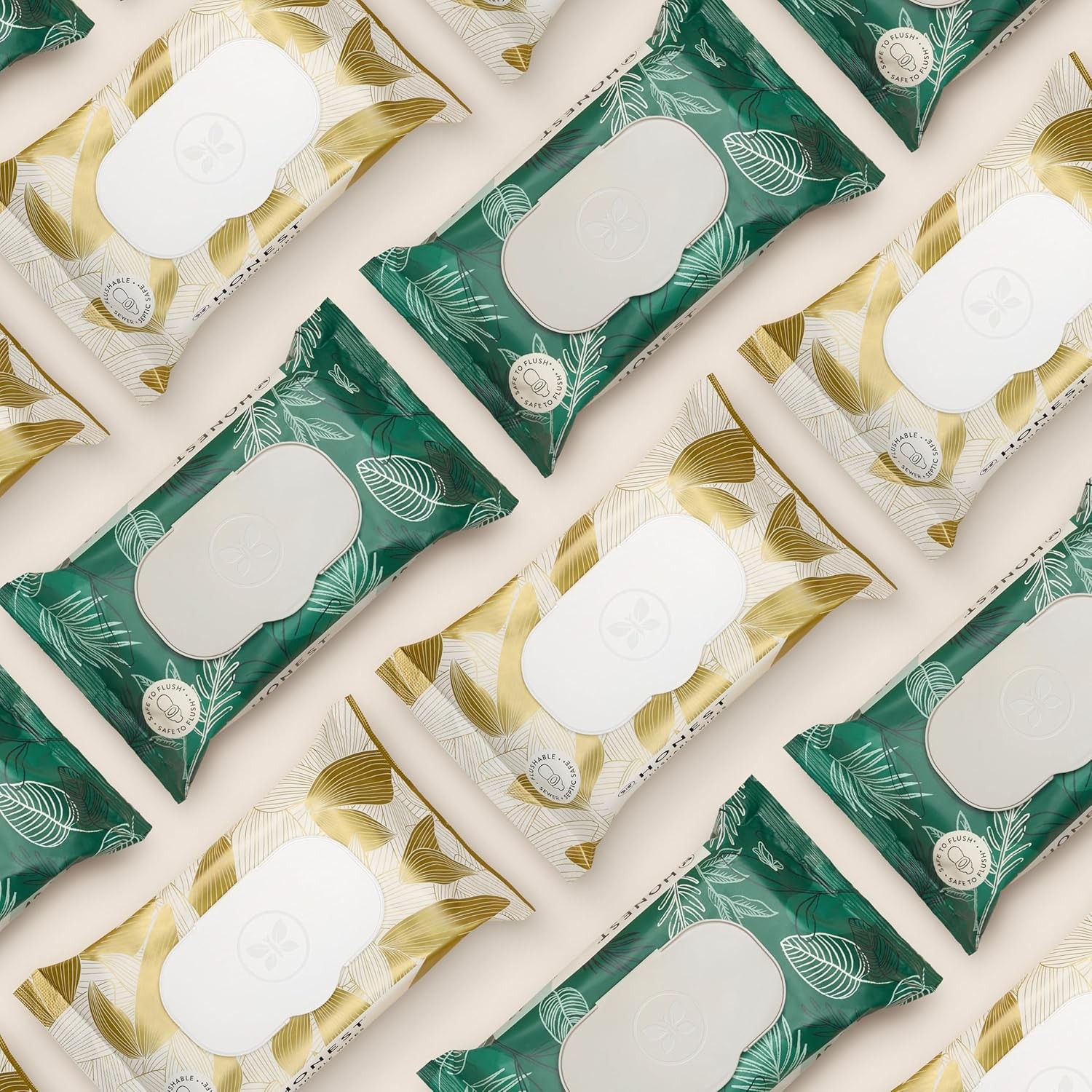 The Honest Company Flushable Wipes for 42 Count (Pack of 8), Tropical Leaves