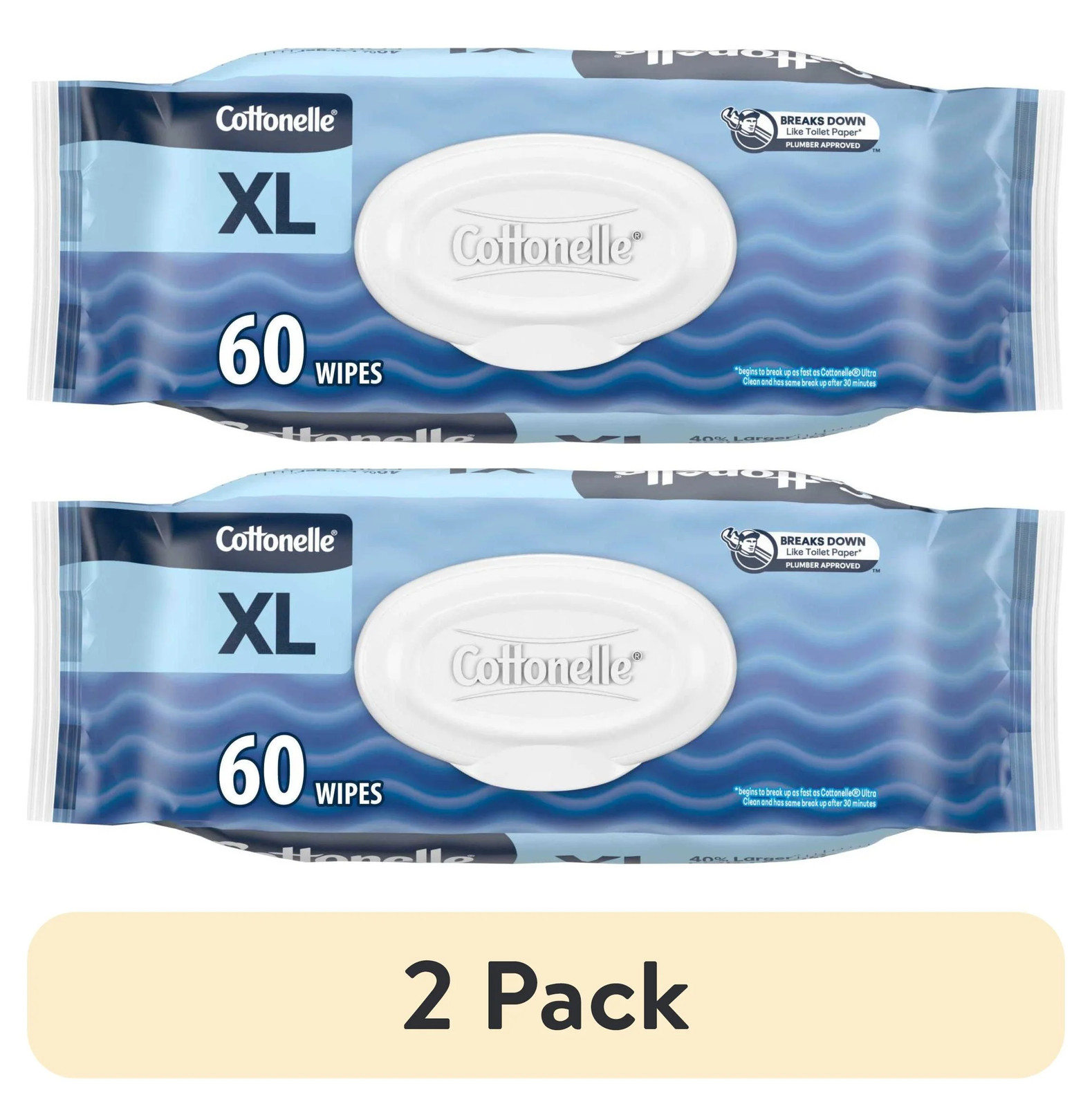 2 pack) Ultra Fresh XL Flushable Wet Wipes, 1 Flip- Pack