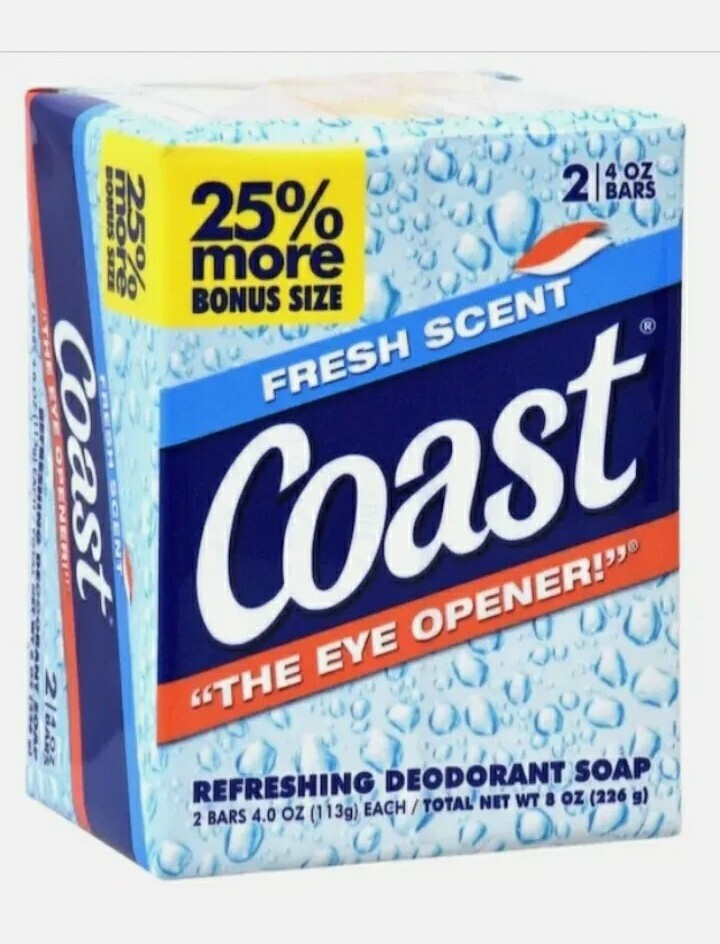 🆕 Coast 🐳 (2-Bars) 4 Oz. FRESH SCENT The Eye Opener Refreshing Deodorant Soap.