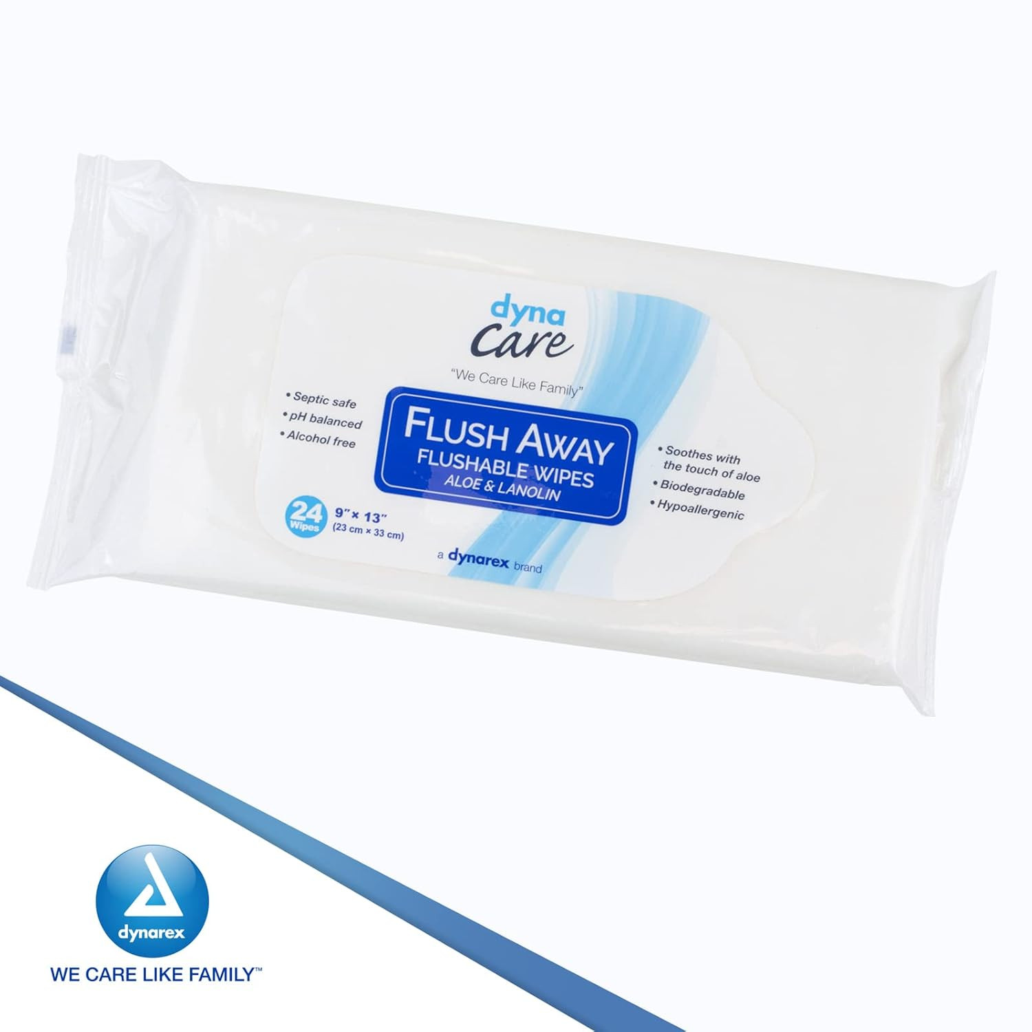 Dynacare Flushable Wipes, Wet Bathroom Hygiene Wipes for Adults, Alcohol Free, S