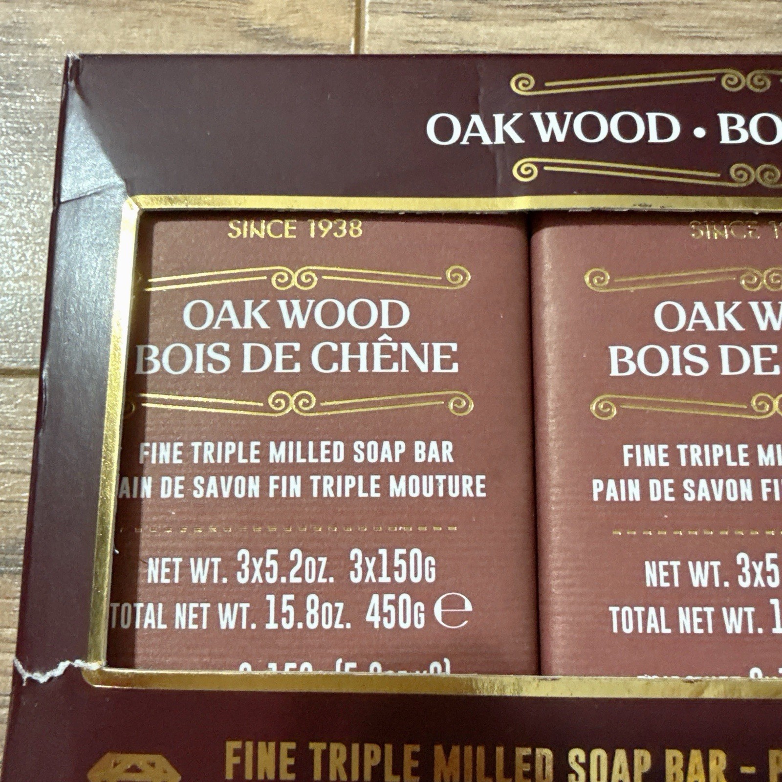 ZENI FINE TRIPLE MILLED SOAP BAR (3 BARS )5.2 Oz EACH ITALY- Oakwood Oak Wood