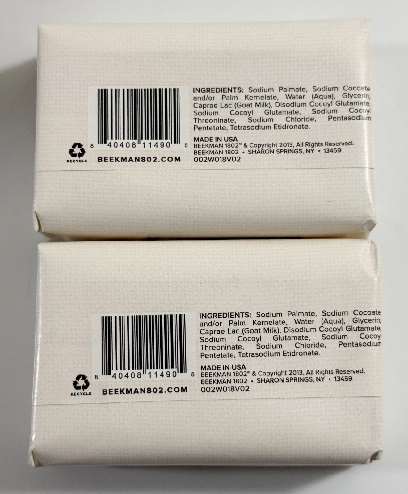 Beekman 1802 PURE Palm Size Bar Soap 3.5oz Goat Milk Unscented 2 BARS