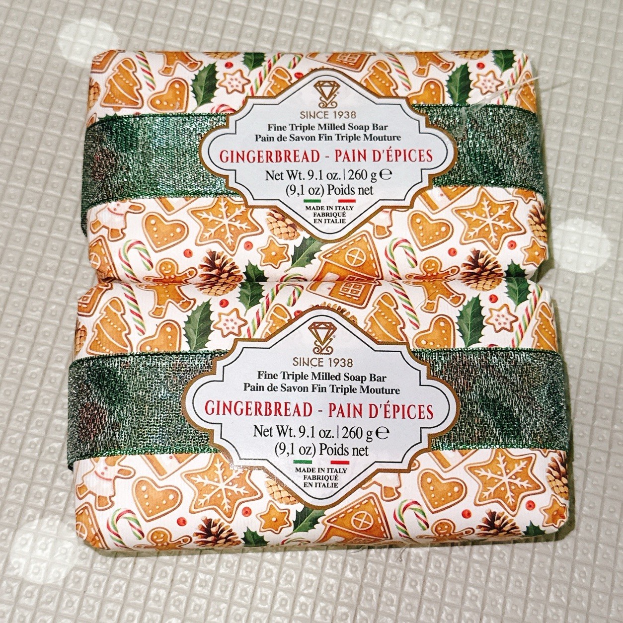 2 pcs ZENI Scent GINGERBREAD fine Milled ITALIAN Soap Bar 9.1 Oz/each Christmas