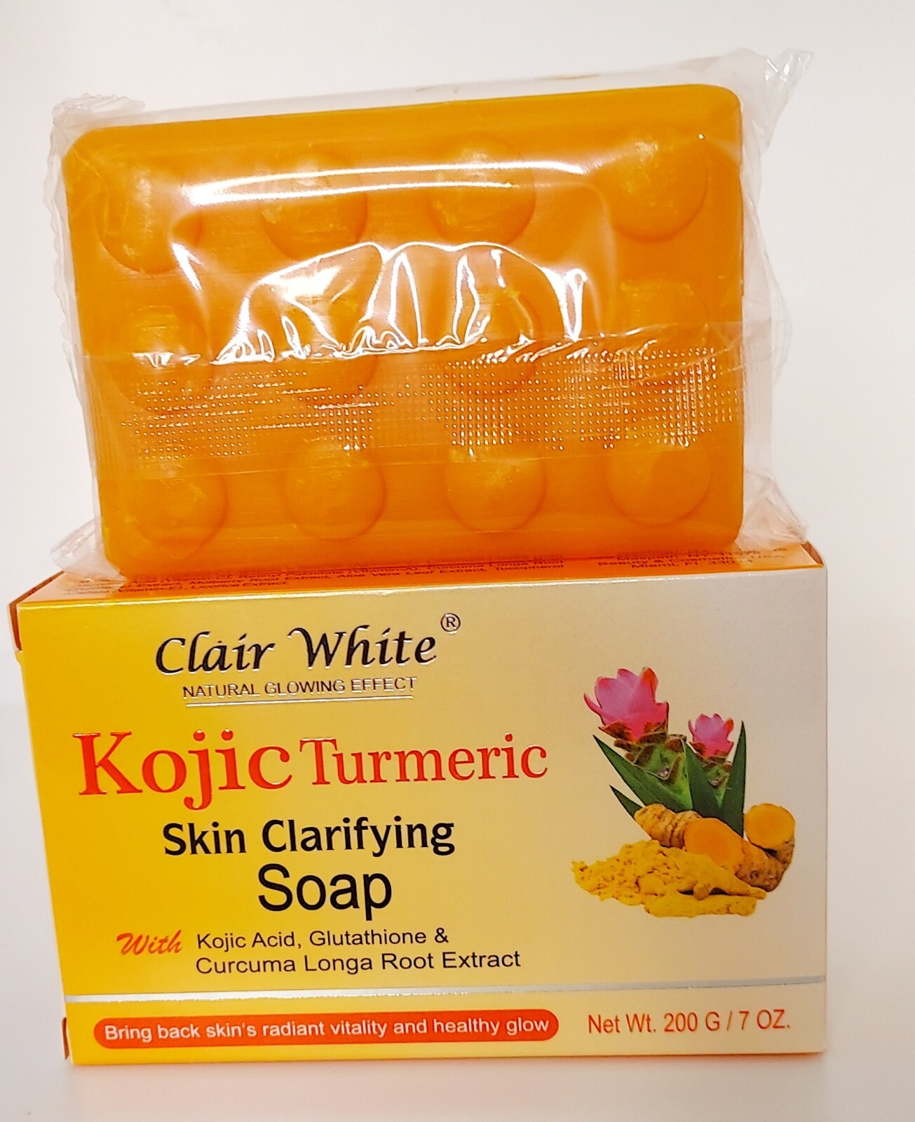 Claír White Kojic Turmeric Skin Clarifying Soap Curcuma Longa Root Extract 200g