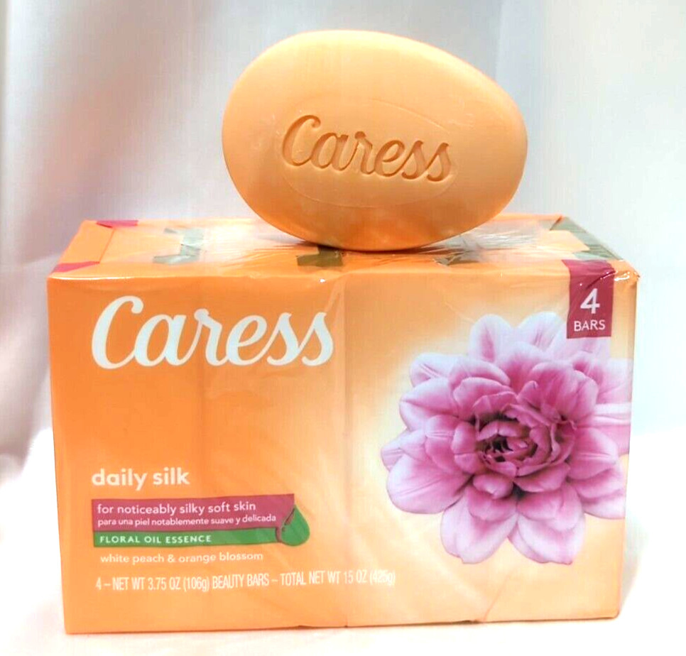 Caress Bar Soap Original Formula Floral Oil Essence Discontinued 4 Bars
