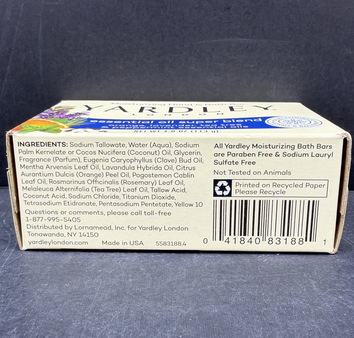 Yardley London Essential Oil Super Blend Soap 4 Oz Lot of 6 New Sealed