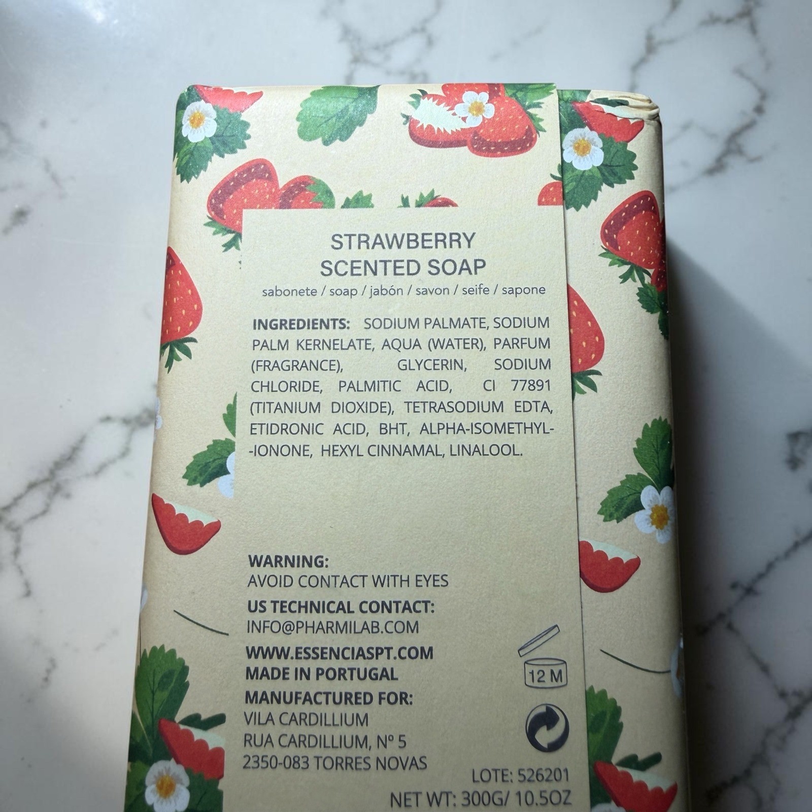 Vila Cardillium Strawberry Scented Soap Unisex 10.5oz 2 Pack Made in Portugal