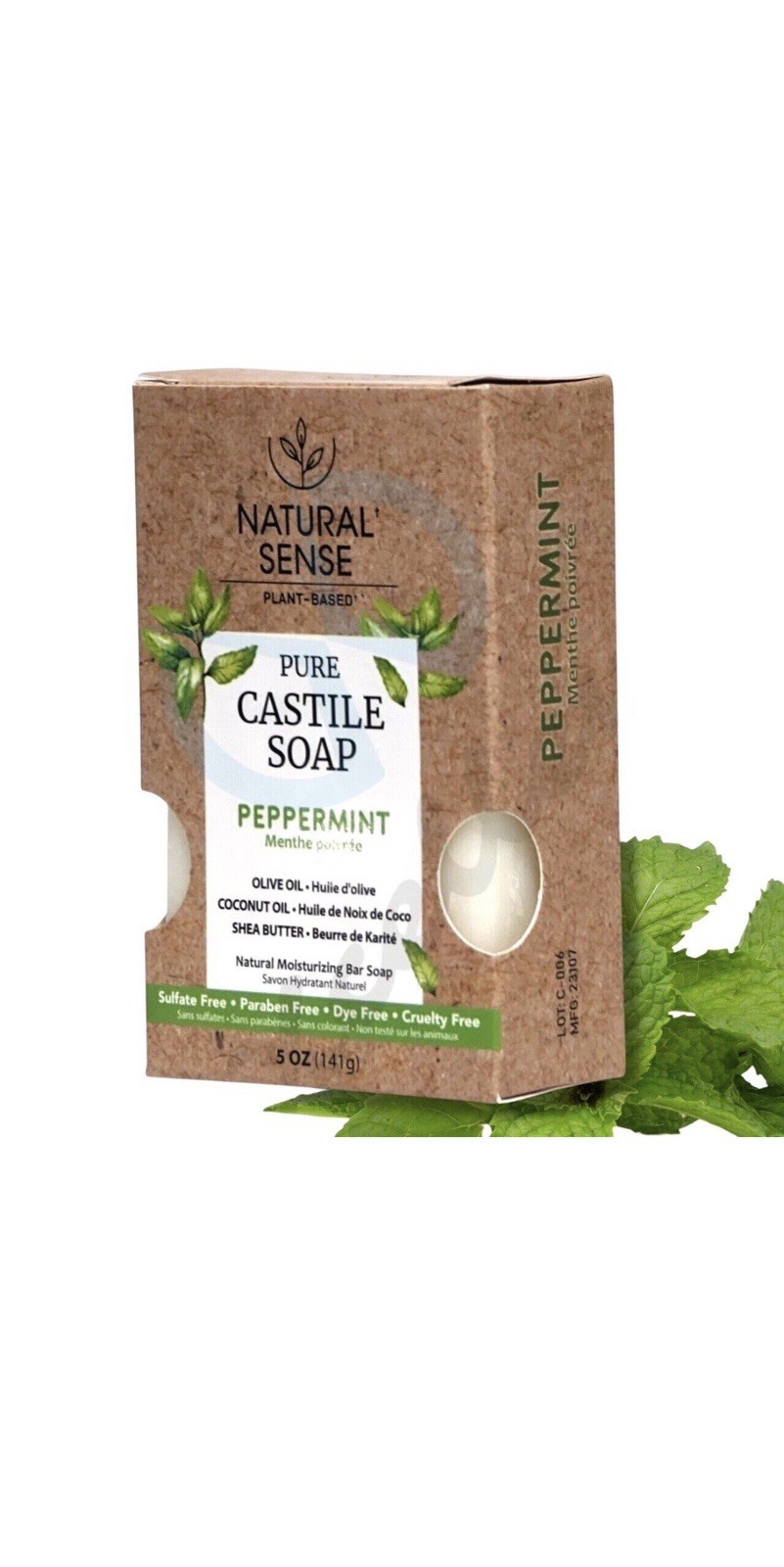 Natural Sense Pure Castile Soap Lavender, Peppermint, Almond Plant Based Soap 3
