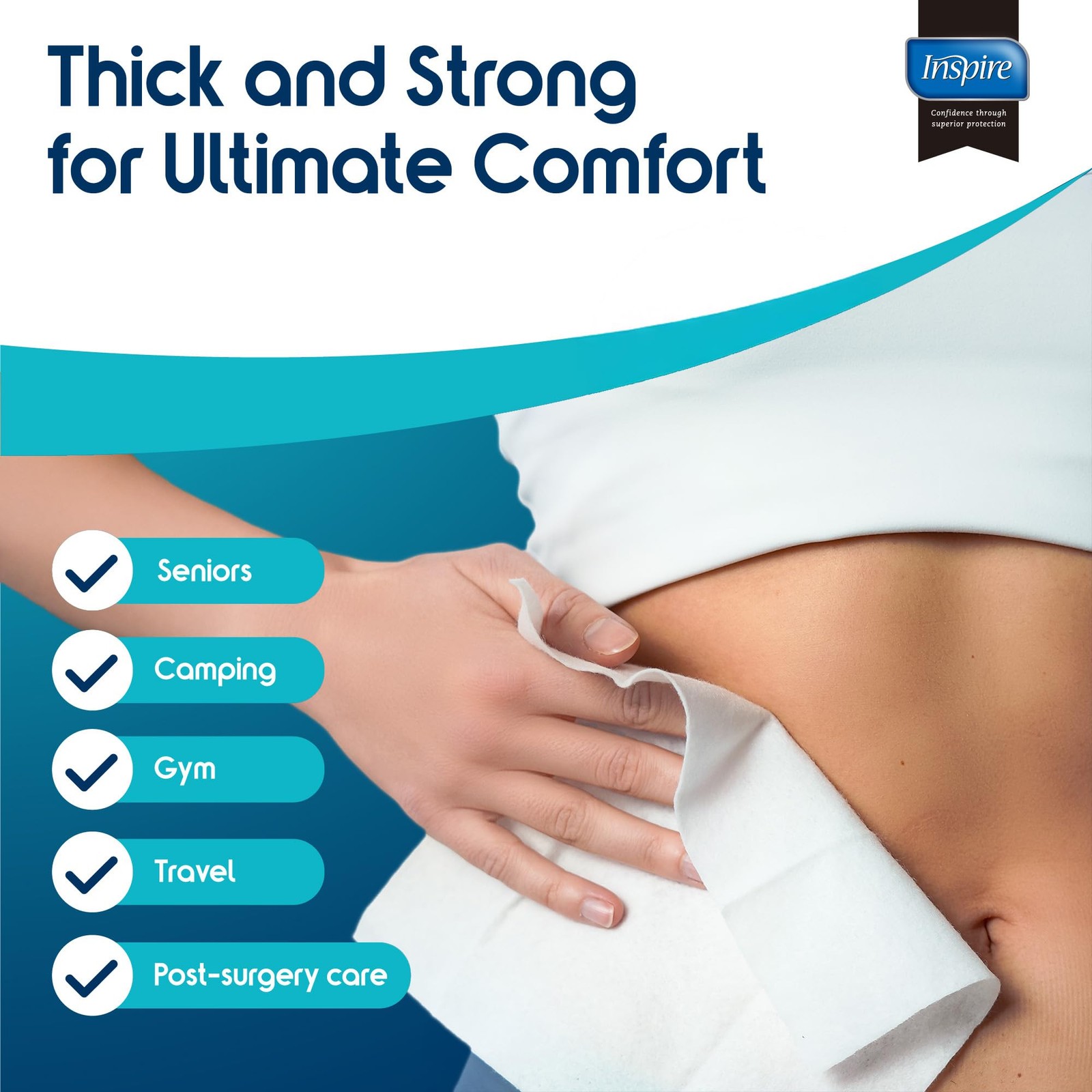 Extra Large RinseFree Body Wipes for Adults 48 Count Bathing Cloths