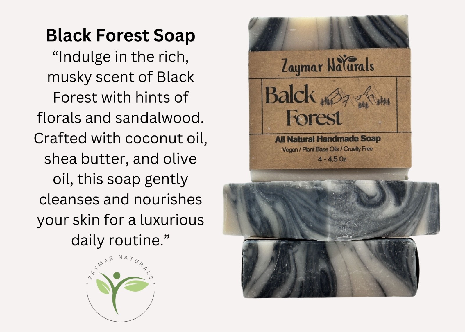 LOT of 3 (4oz) Black Forest Handmade Organic Natural Soap Bars. Free Shipping!