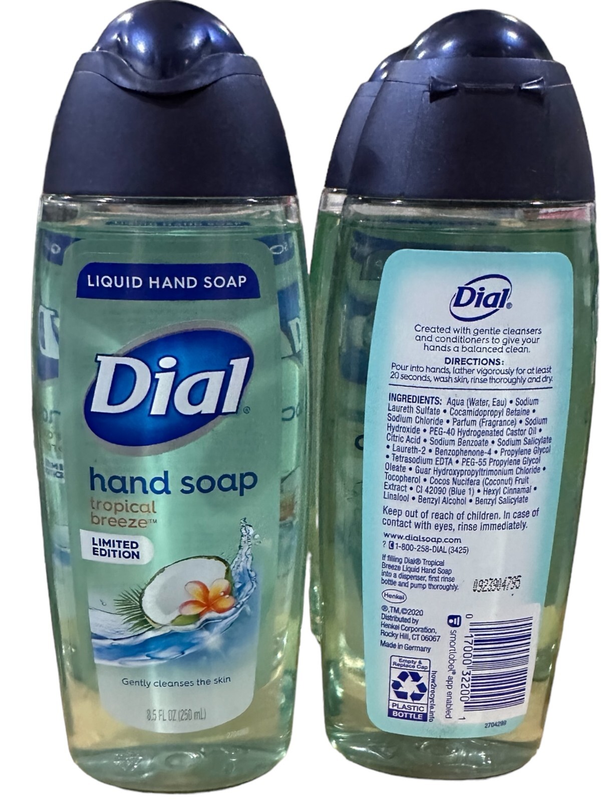 4 Pack Dial Liquid Hand Soap Tropical Breeze 8.5 Fl Oz All Skin Types