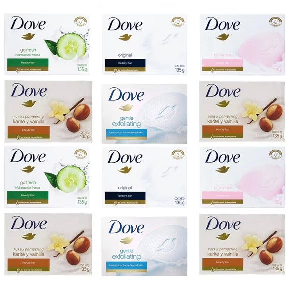 Dove Original/White, Pink, Shea Butter, Gentle Exfoliating Beauty Bar Soaps135Gm
