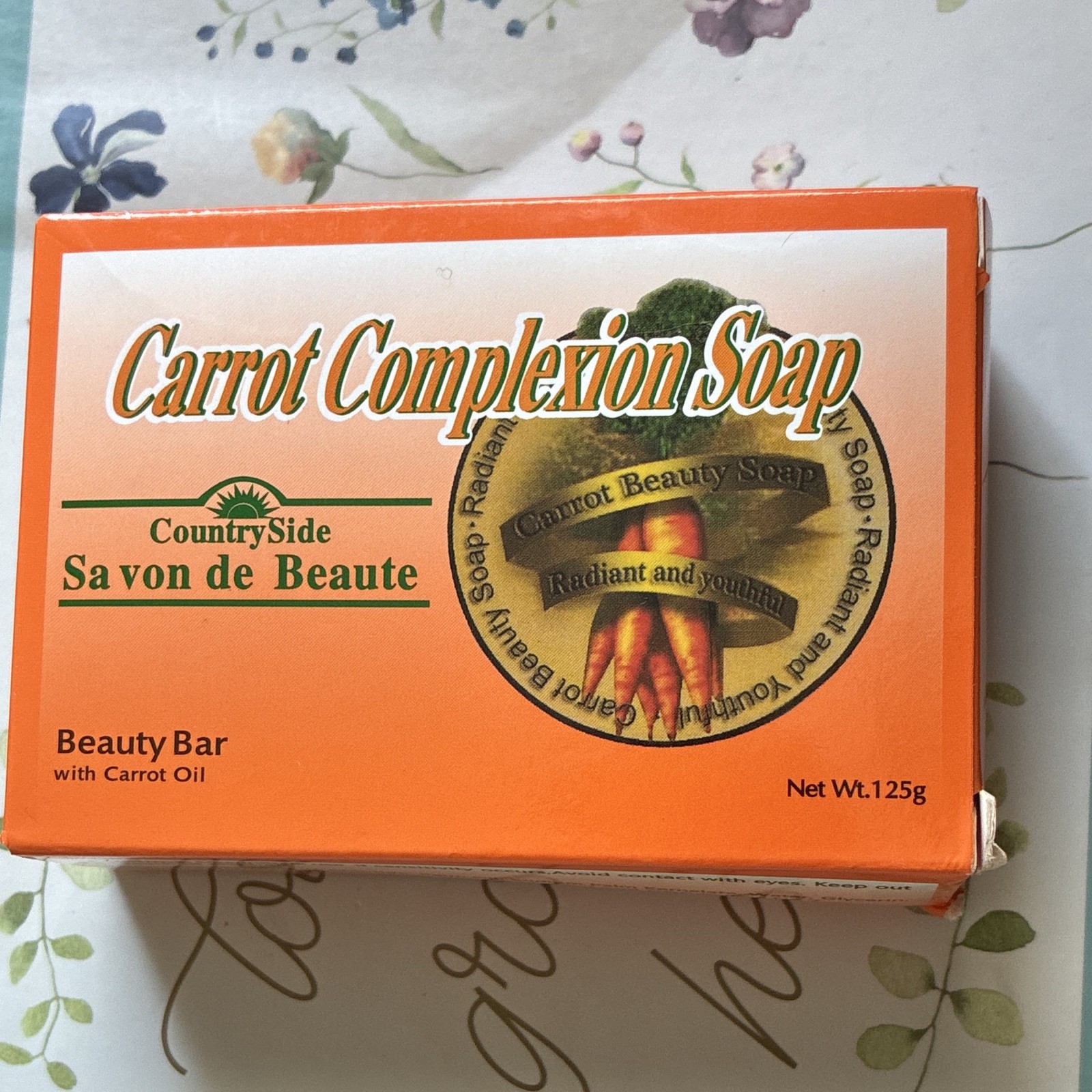 CountrySide Carrot Body Beauty Bar Soap w/ Carrot Oil 125g, Orange Scent