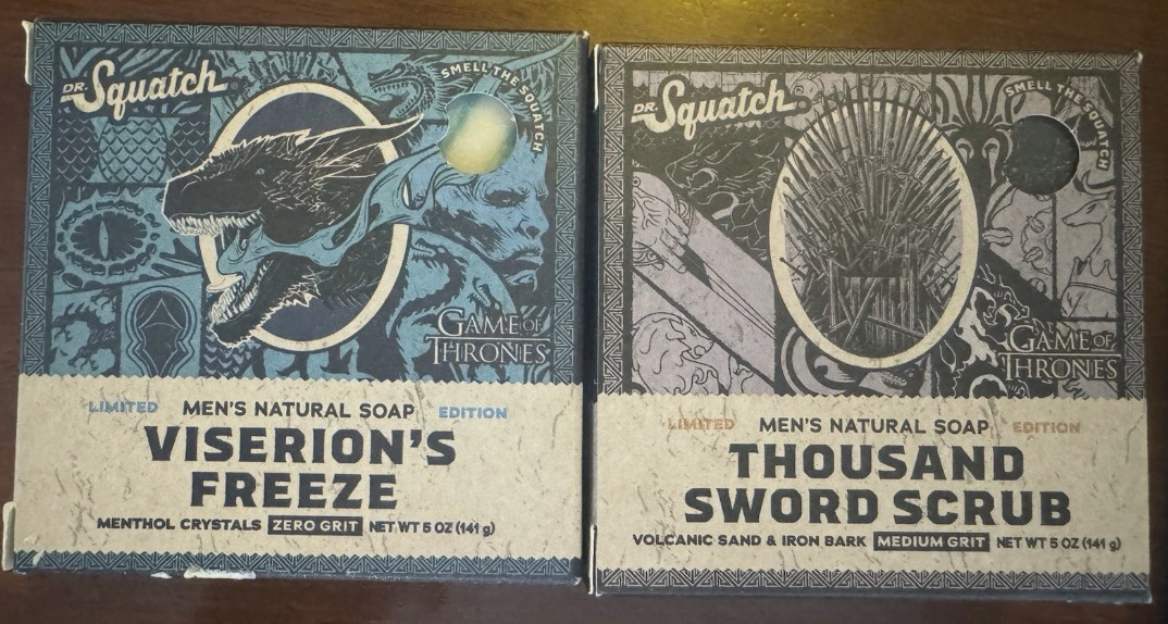 DR SQUATCH BAR SOAP CHOICE FLANNEL CIDER HARRY POTTER GAME OF THRONES SLYTHERIN