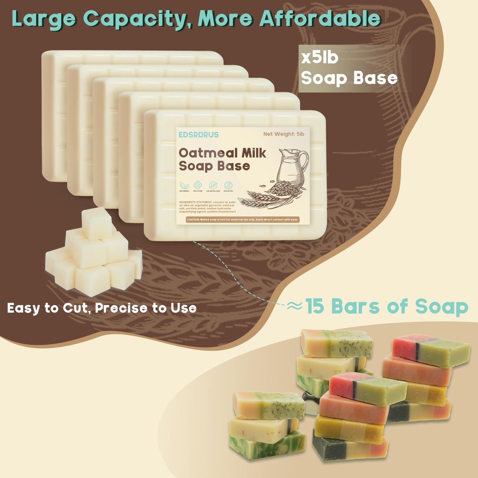 5lb Glycerin Soap Base – Scented Melt and Pour Soap Base for DIY Crafting, Ea…