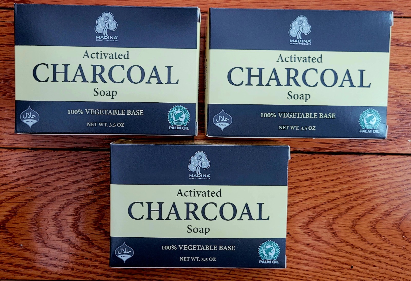3 Pack – Madina Activated Charcoal Soap, 100 Vegatable Base