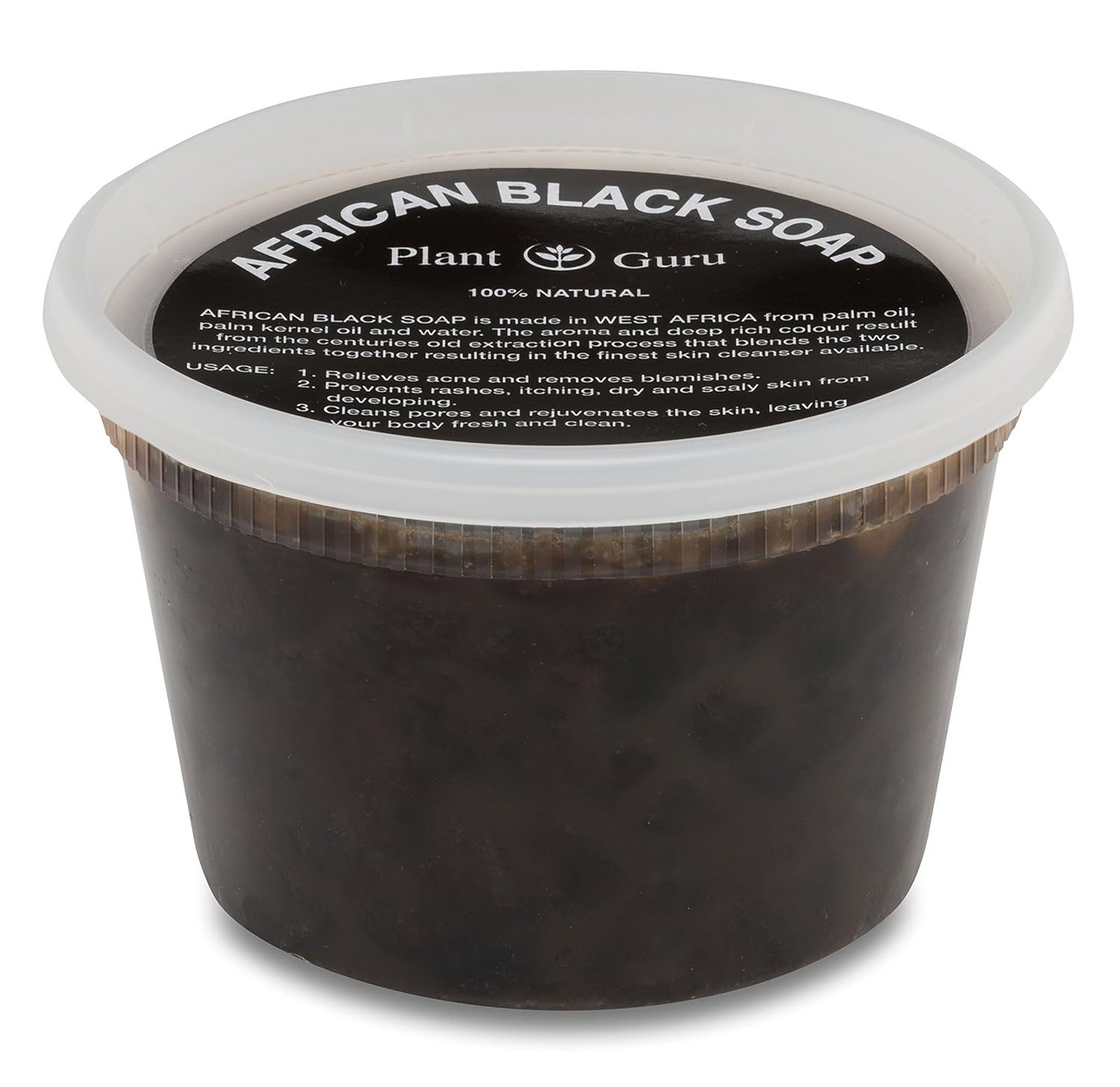Raw African Black Soap Paste 16 oz, Natural Skin Care for Face Body Hair