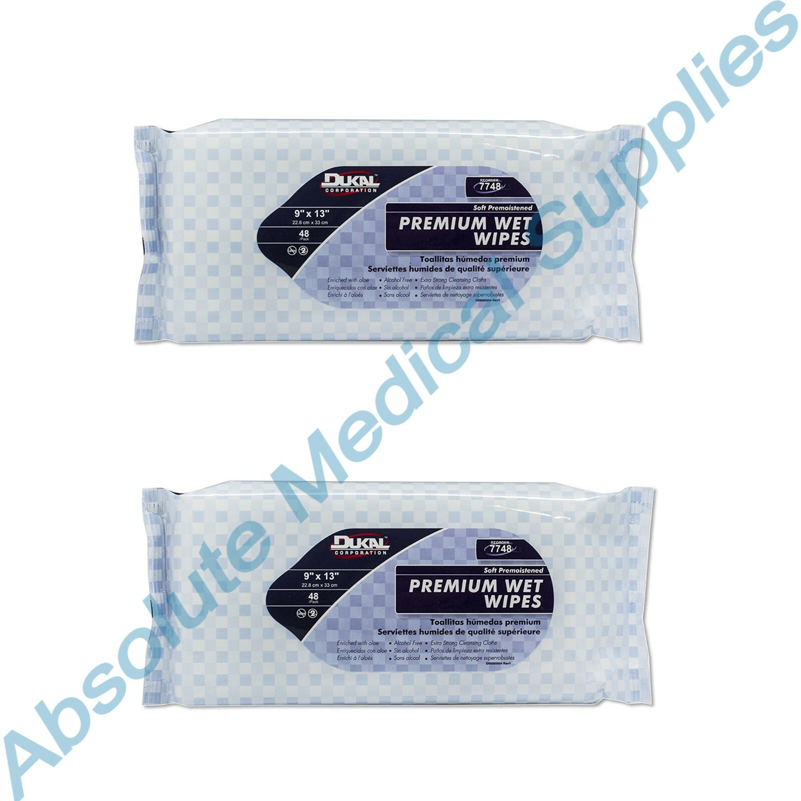 *2-Pack* Dukal Premium Wet Wipes Premoisten Refill 9″ x 13″ with 96 Pieces 7748