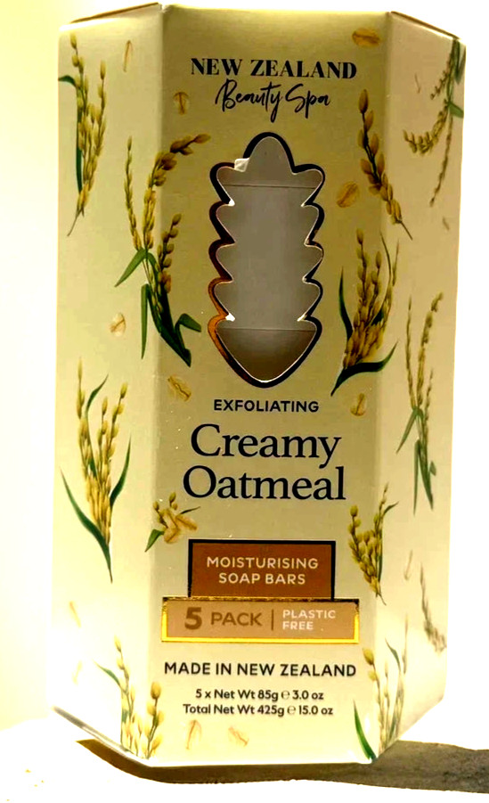 New Zealand Beauty Spa Exfoliating Creamy Oatment Moisturiising Soap*5 Bars*15oz