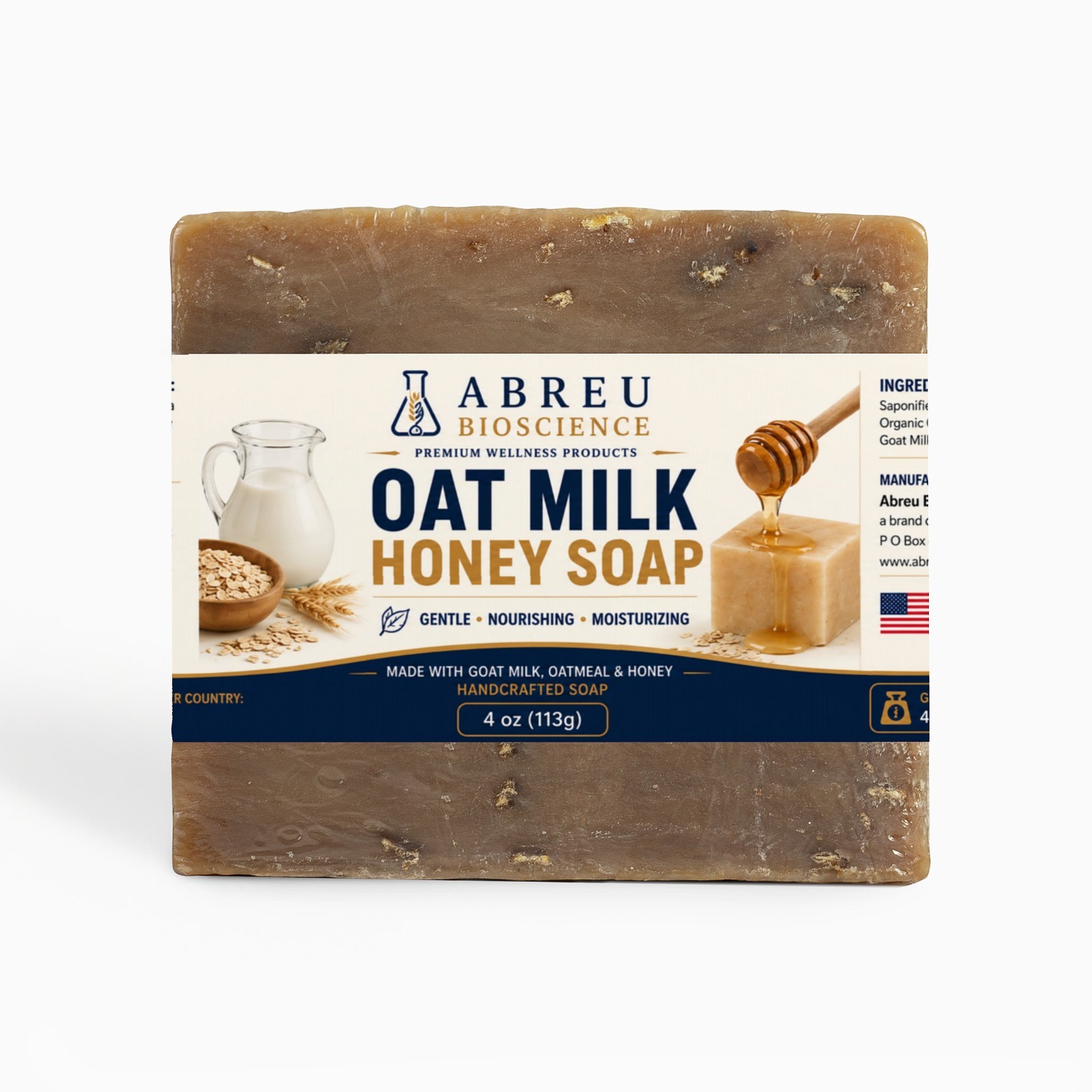Abreu BioScience Oat Milk Honey Soap