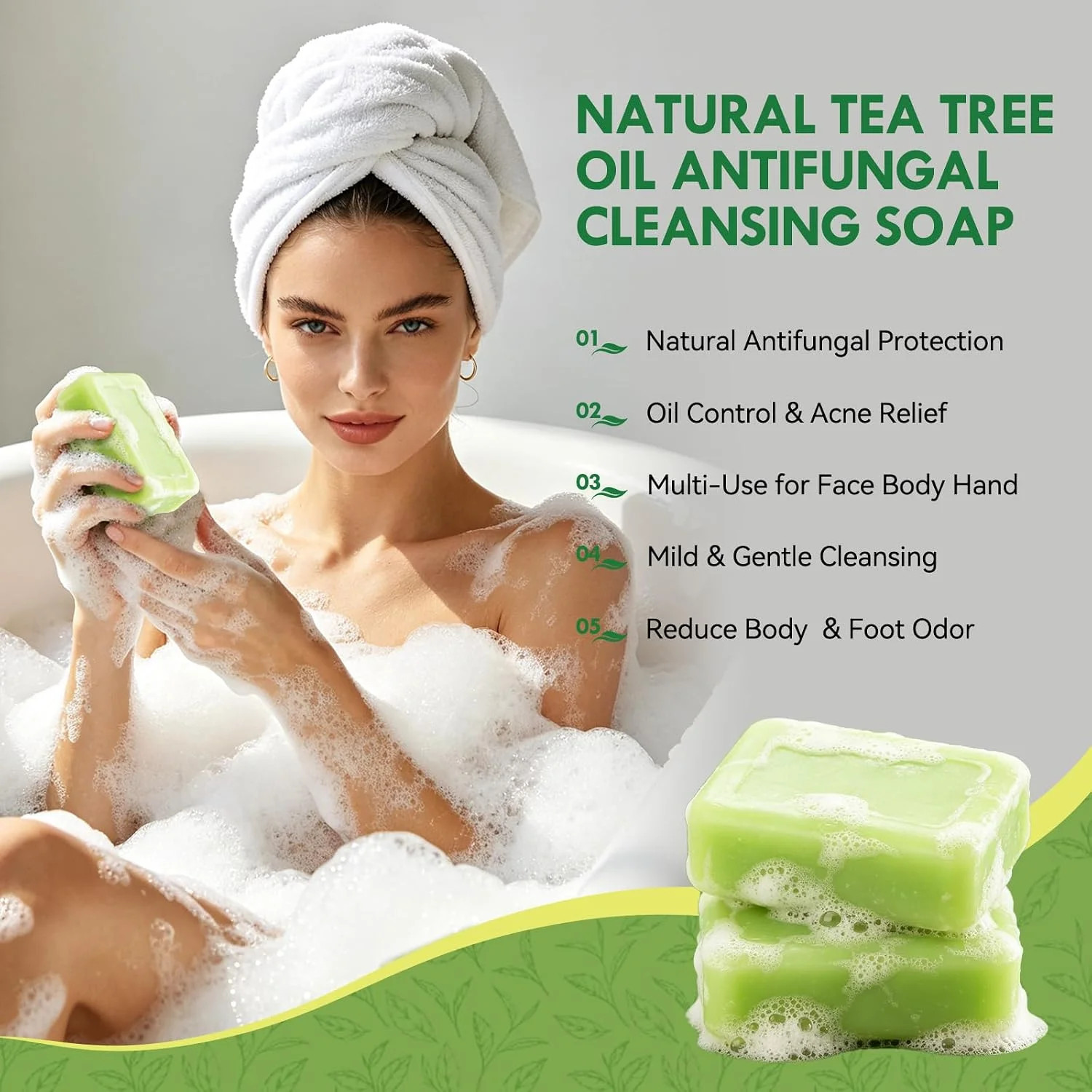 Antifungal Soap Bar for Men & Women: Tea Tree Oil Antifungal Soap for Athlete’s