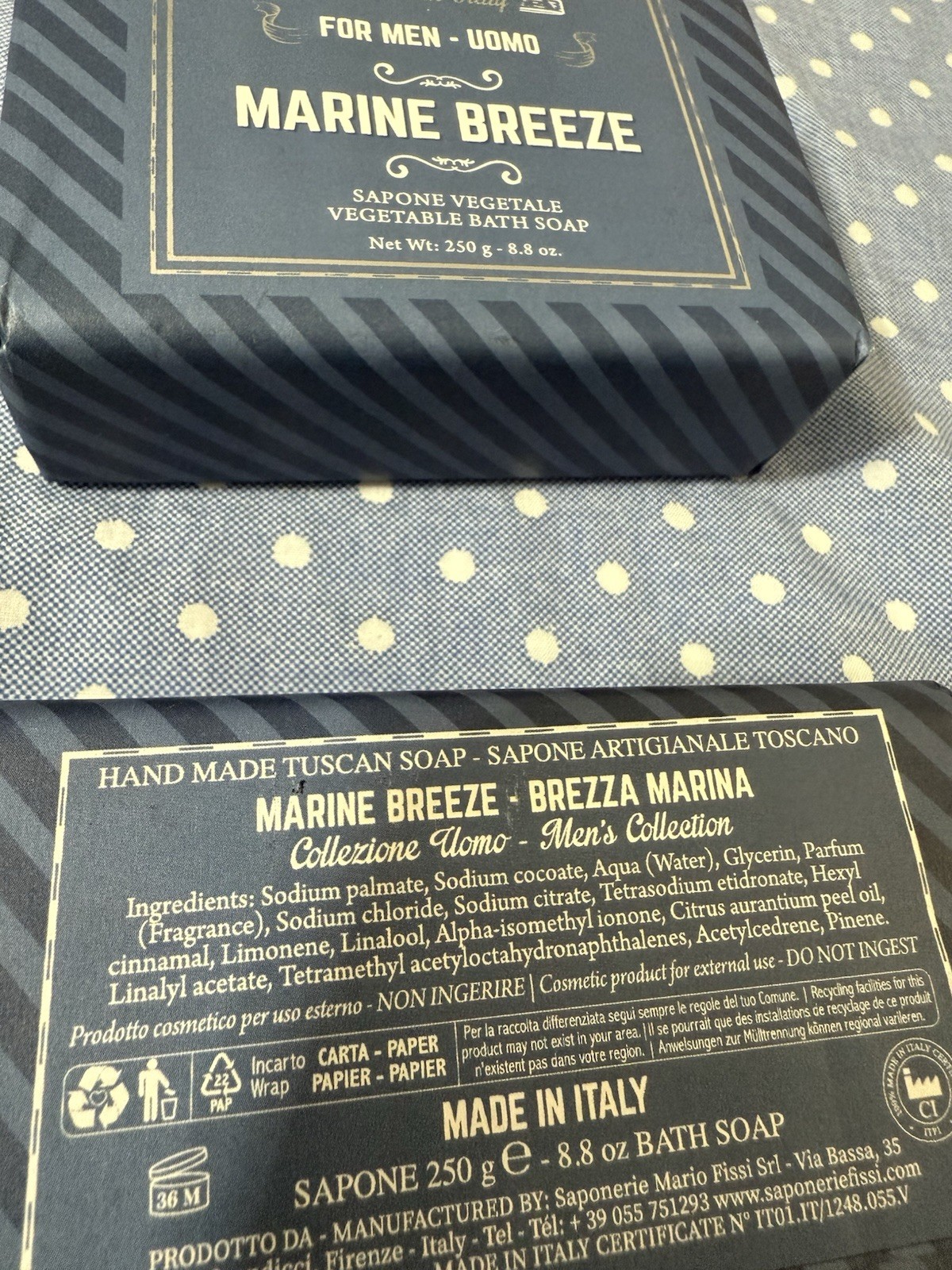 2 SAPONERIE MARIO FISSI SRL 8.8OZ marine Breeze Men Bath Bar Soap Italy