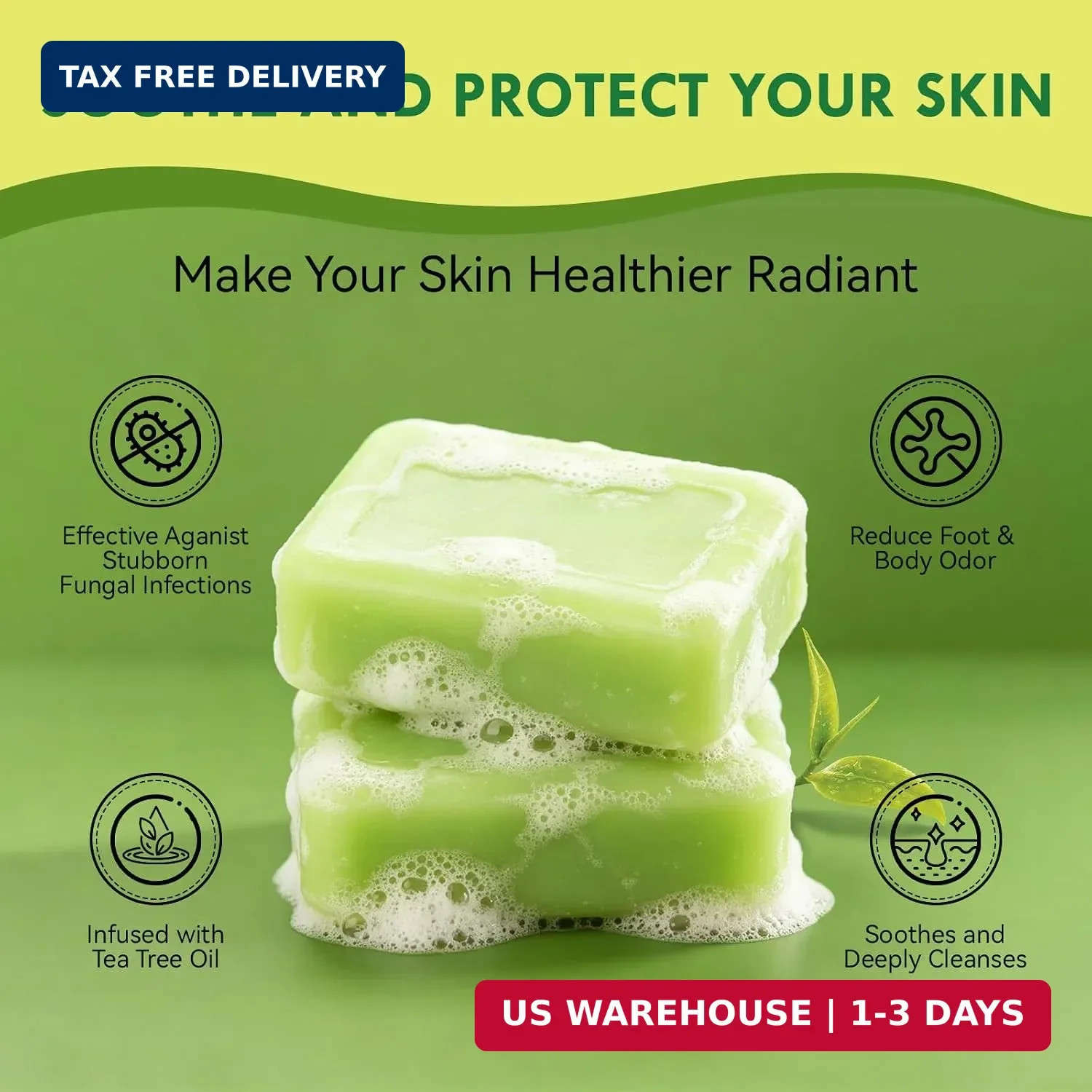 Antifungal Soap Bar for Men & Women: Tea Tree Oil Antifungal Soap for Athlete’s