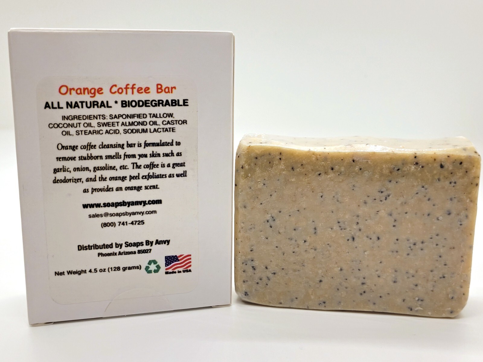 Handmade Soap – Single Bar Natural Organic Orange Coffee Bar