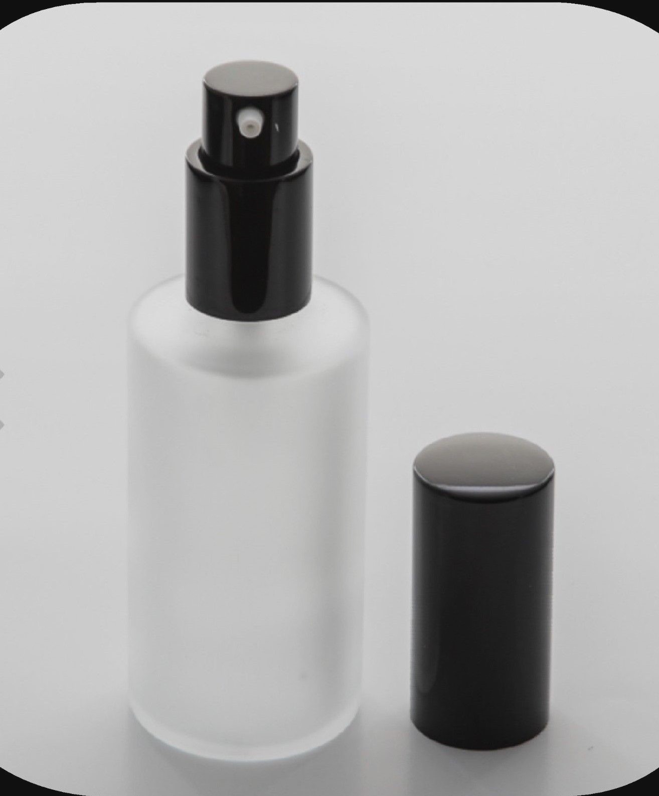 1 Refillable Perfume Metal Spray Top , Round Frosted Glass Bottle , Atomizer 1oz