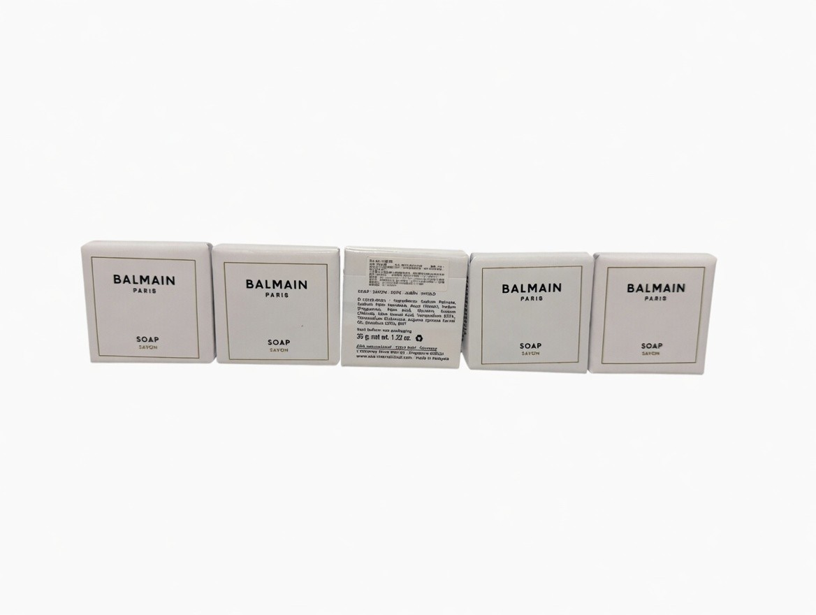 #2 BALMAIN Paris Luxury Brand Square Soap Sabon Savon 35g 1.22 oz x 5 NEW