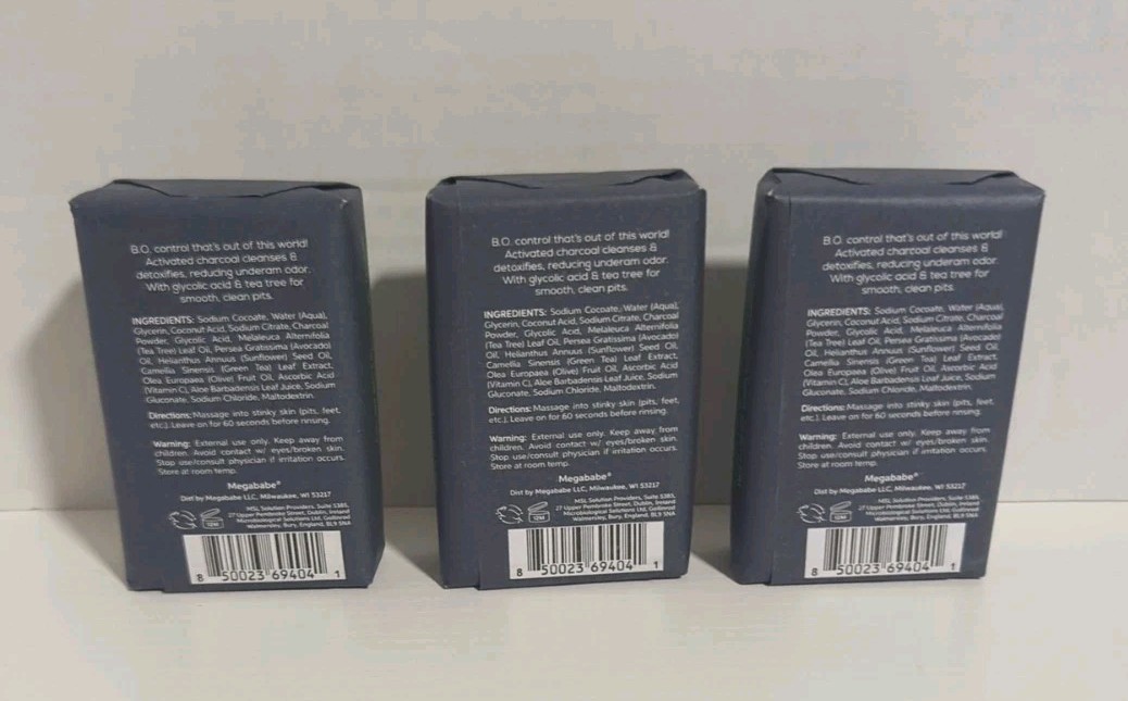 Lot of 3-Full Size MEGABABE SPACE BAR Detoxifying Underarm Bar 3.5 oz ea NEW