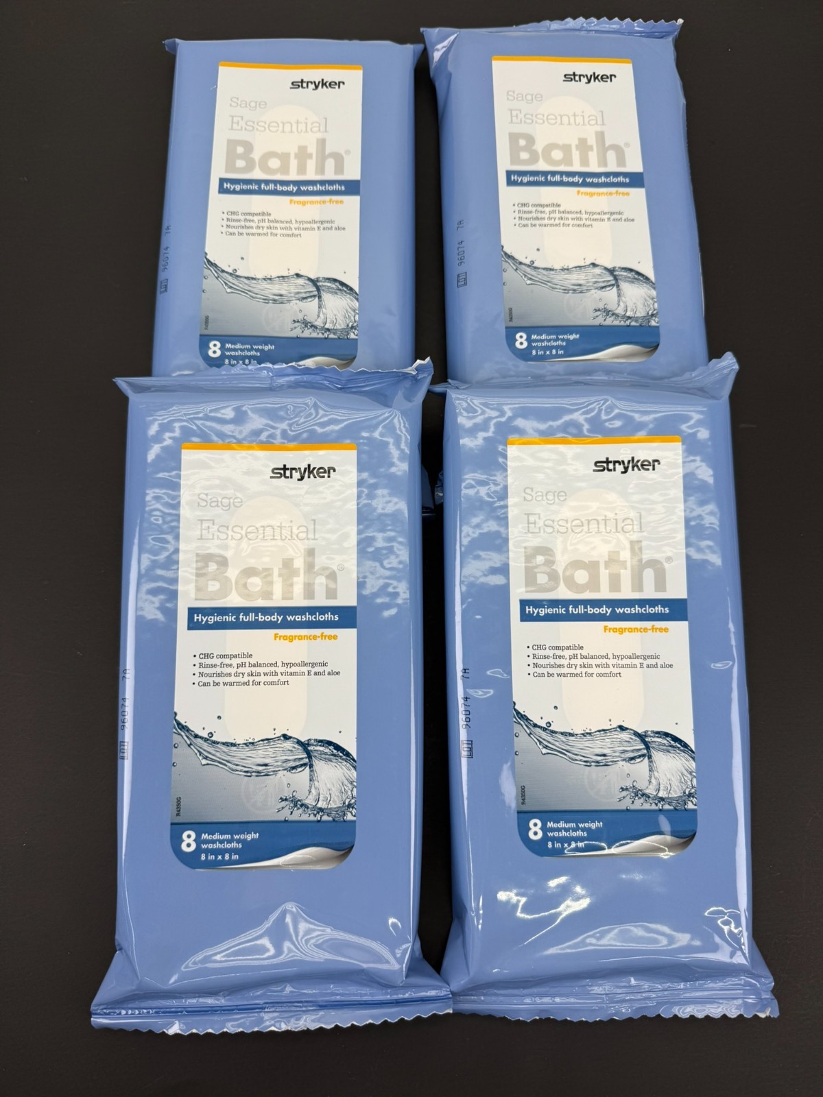 New Stryker Sage Bath Hygenic Full Body Washcloths Fragrance-Free 8pk (Lot Of 4)